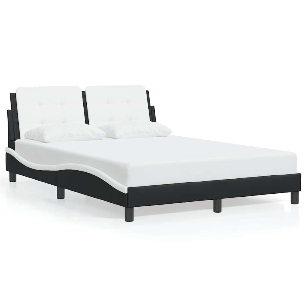 Bed Frame without Mattress "Zadar" Black and White 120x200 cm Faux Leather