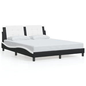 Bed Frame without Mattress "Zadar" Black and White 160x200 cm Faux Leather