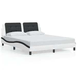 Bed Frame without Mattress "Zadar" White and Black 160x200 cm Faux Leather