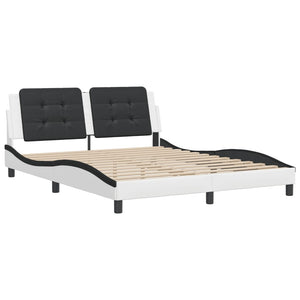 Bed Frame without Mattress "Zadar" White and Black 160x200 cm Faux Leather