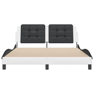 Bed Frame without Mattress "Zadar" White and Black 160x200 cm Faux Leather