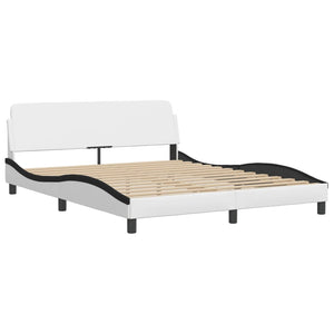 Bed Frame without Mattress "Zadar" White and Black 160x200 cm Faux Leather