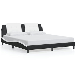 Bed Frame without Mattress "Zadar" Black and White 180x200 cm Faux Leather