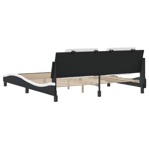 Bed Frame without Mattress "Zadar" Black and White 180x200 cm Faux Leather