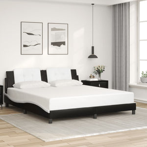 Bed Frame without Mattress "Zadar" Black and White 180x200 cm Faux Leather