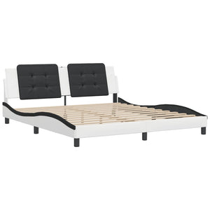 Bed Frame without Mattress "Zadar" White and Black 180x200 cm Faux Leather