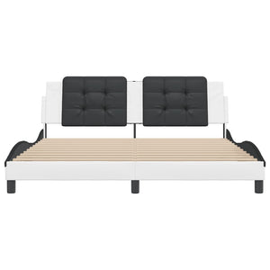 Bed Frame without Mattress "Zadar" White and Black 180x200 cm Faux Leather