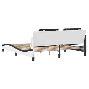 Bed Frame without Mattress "Zadar" White and Black 180x200 cm Faux Leather