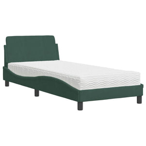 Bed with Mattress "Dover" Dark Green 80x200 cm Velvet