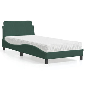Bed with Mattress "Dover" Dark Green 80x200 cm Velvet