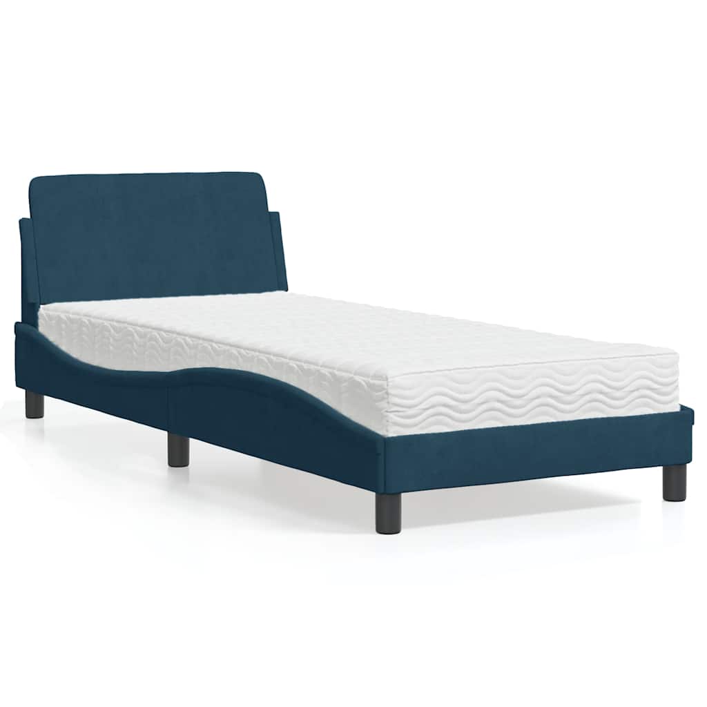 Bed with Mattress "Dover" Blue 80x200 cm Velvet