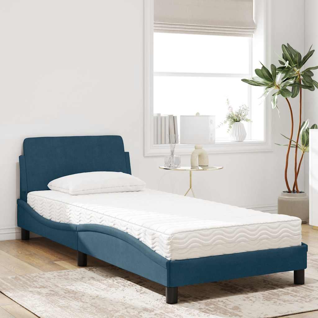 Bed with Mattress "Dover" Blue 80x200 cm Velvet