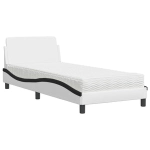 Bed with Mattress "Dover" White and Black 80x200 cm Faux Leather
