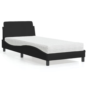 Bed with Mattress "Dover" Black 90x190 cm Fabric