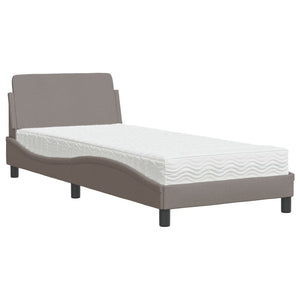 Bed with Mattress "Dover" Taupe 90x190 cm Fabric