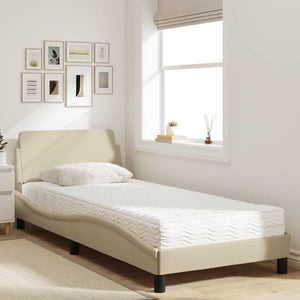 Bed with Mattress "Dover" Cream 90x190 cm Fabric
