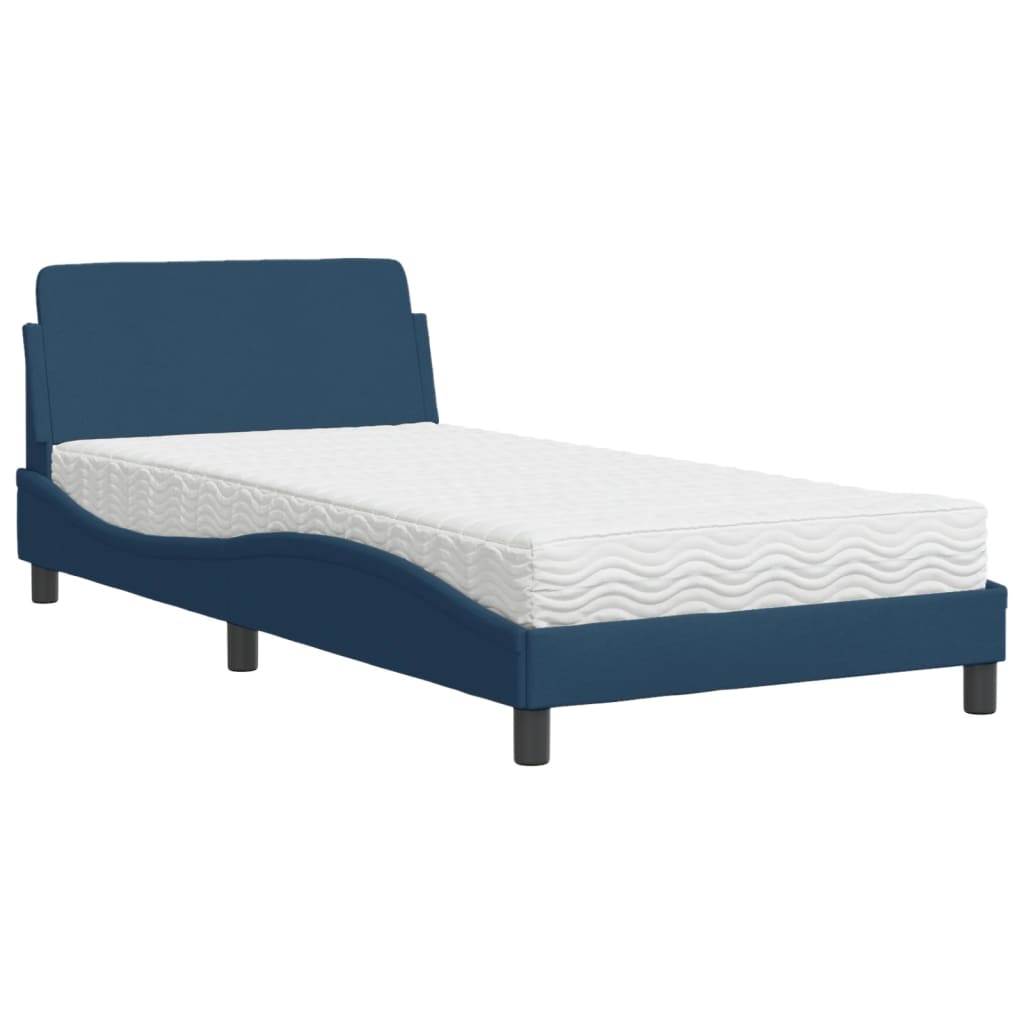Bed with Mattress "Dover" Blue 100x200 cm Fabric