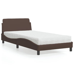 Bed with Mattress "Dover" Brown 100x200 cm Faux Leather