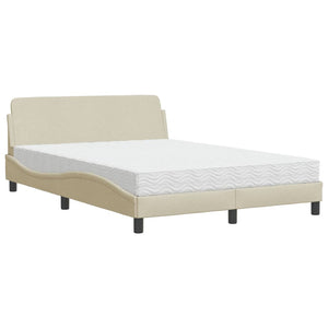 Bed with Mattress "Dover" Cream 120x200 cm Fabric