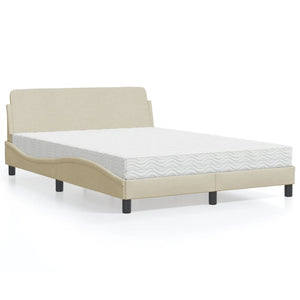 Bed with Mattress "Dover" Cream 140x190 cm Fabric