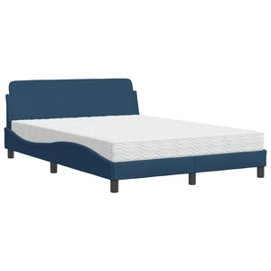 Bed with Mattress "Dover" Blue 140x190 cm Fabric