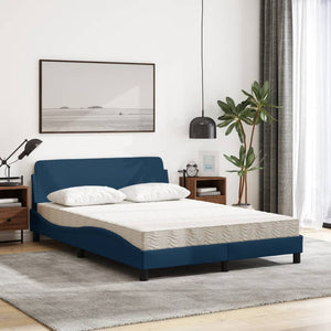 Bed with Mattress "Dover" Blue 140x190 cm Fabric
