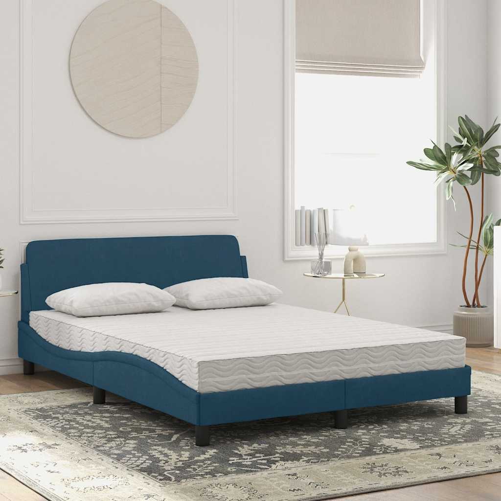 Bed with Mattress "Dover" Blue 140x190 cm Velvet