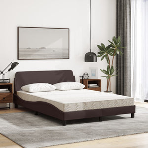 Bed with Mattress "Dover" Dark Brown 140x200 cm Fabric