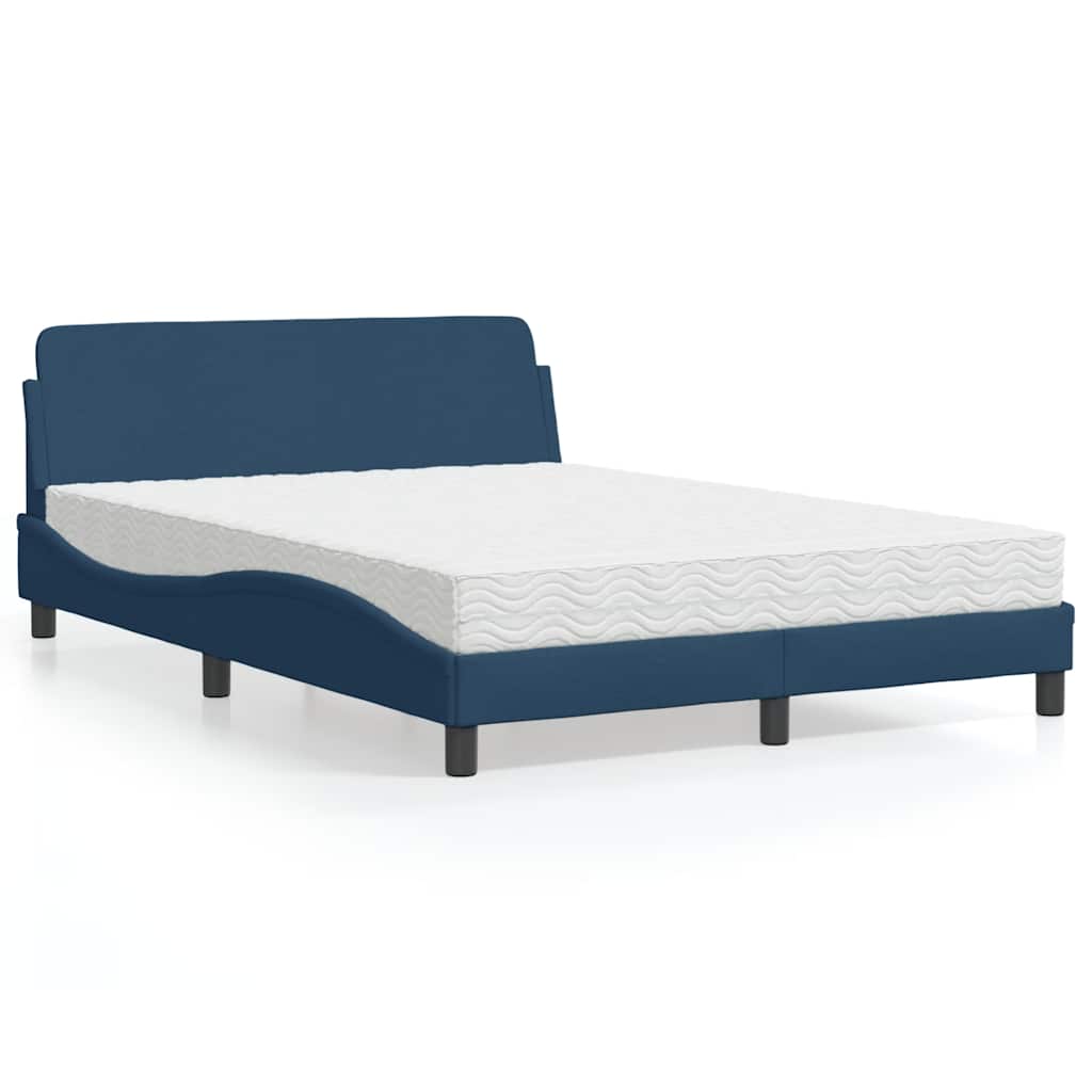 Bed with Mattress "Dover" Blue 140x200 cm Fabric