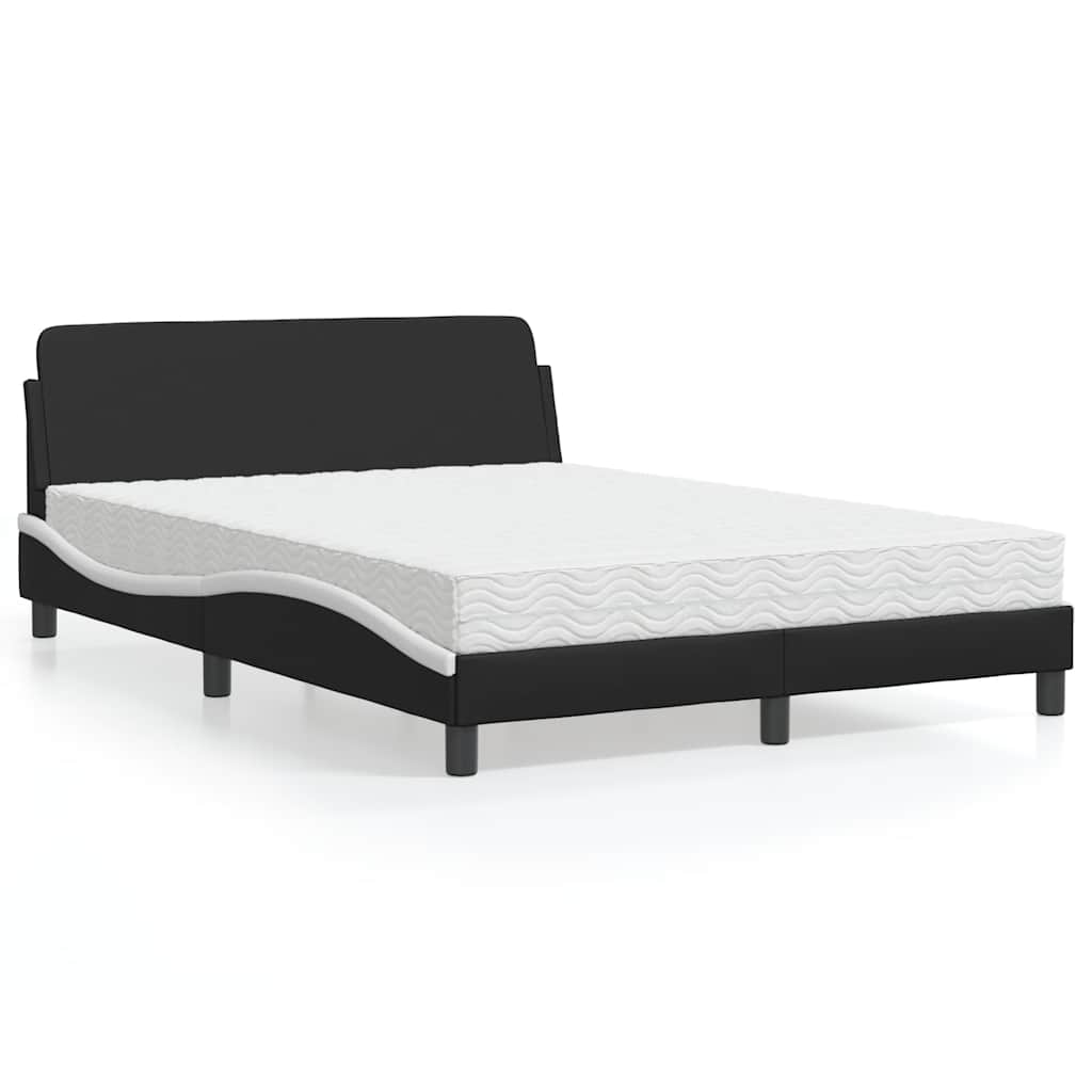 Bed with Mattress "Dover" Black and White 140x200 cm Faux Leather