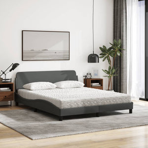 Bed with Mattress "Dover" Dark Grey 160x200 cm Fabric