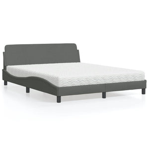 Bed with Mattress "Dover" Dark Grey 160x200 cm Fabric