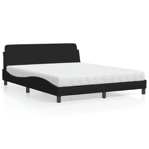 Bed with Mattress "Dover" Black 160x200 cm Fabric