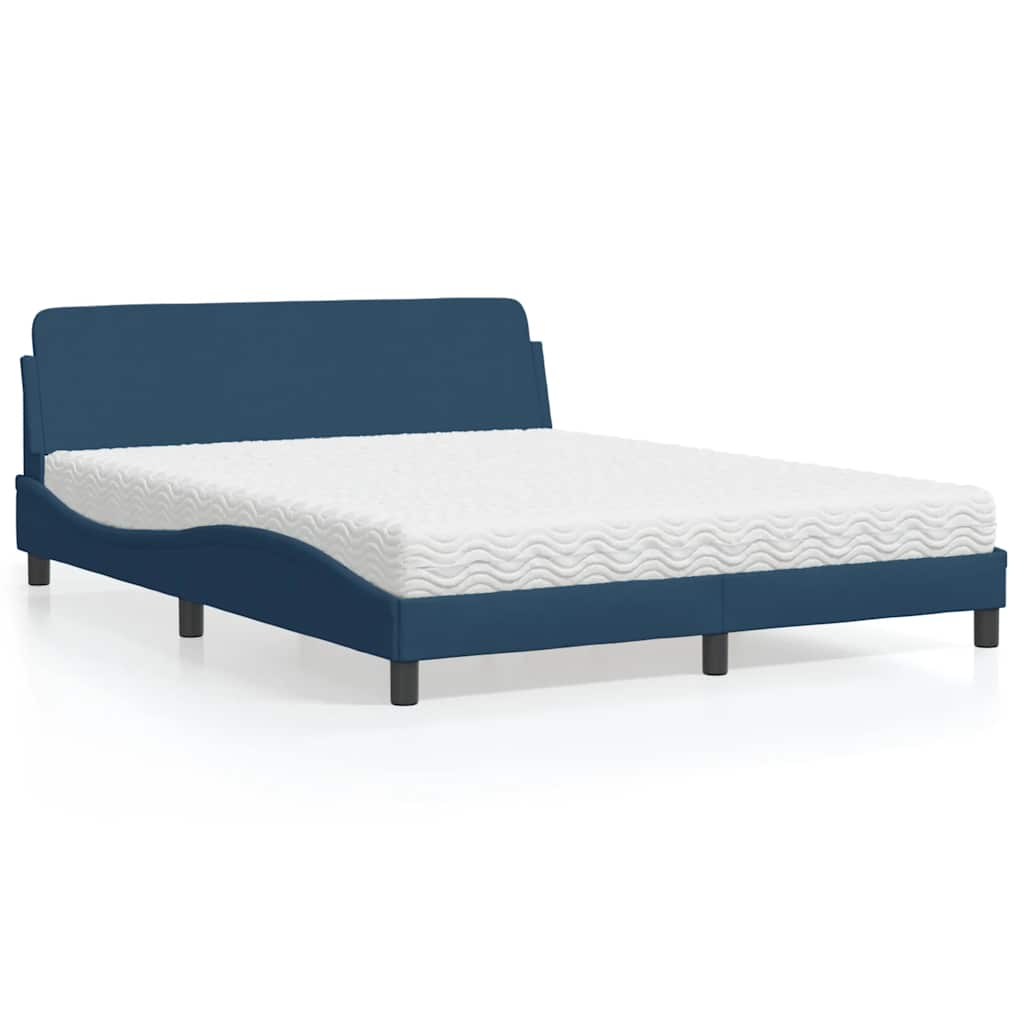 Bed with Mattress "Dover" Blue 160x200 cm Fabric