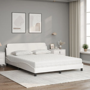 Bed with Mattress "Dover" White 160x200 cm Faux Leather