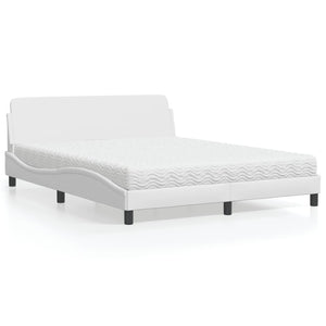 Bed with Mattress "Dover" White 160x200 cm Faux Leather