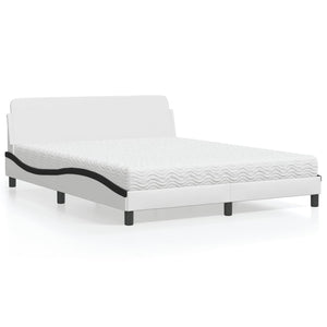 Bed with Mattress "Dover" White and Black 160x200 cm Faux Leather