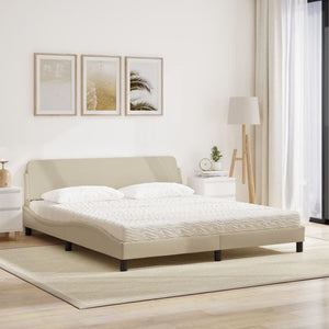Bed with Mattress "Dover" Cream 180x200 cm Fabric