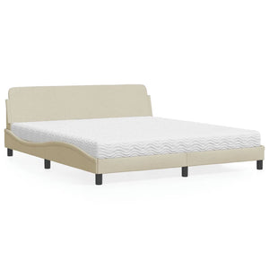 Bed with Mattress "Dover" Cream 180x200 cm Fabric