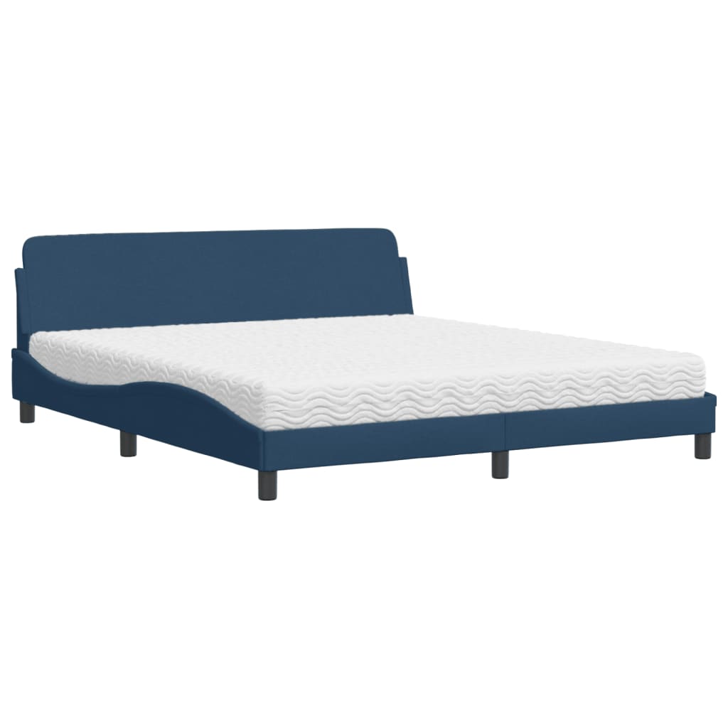 Bed with Mattress "Dover" Blue 180x200 cm Fabric