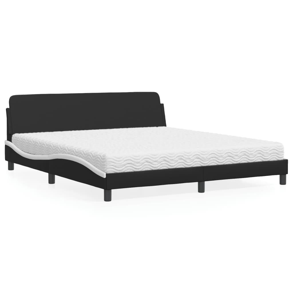 Bed with Mattress "Dover" Black and White 180x200 cm Faux Leather