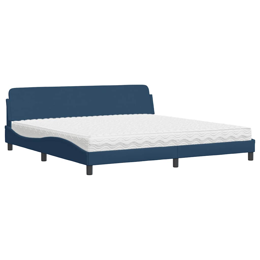 Bed with Mattress "Dover" Blue 200x200 cm Fabric
