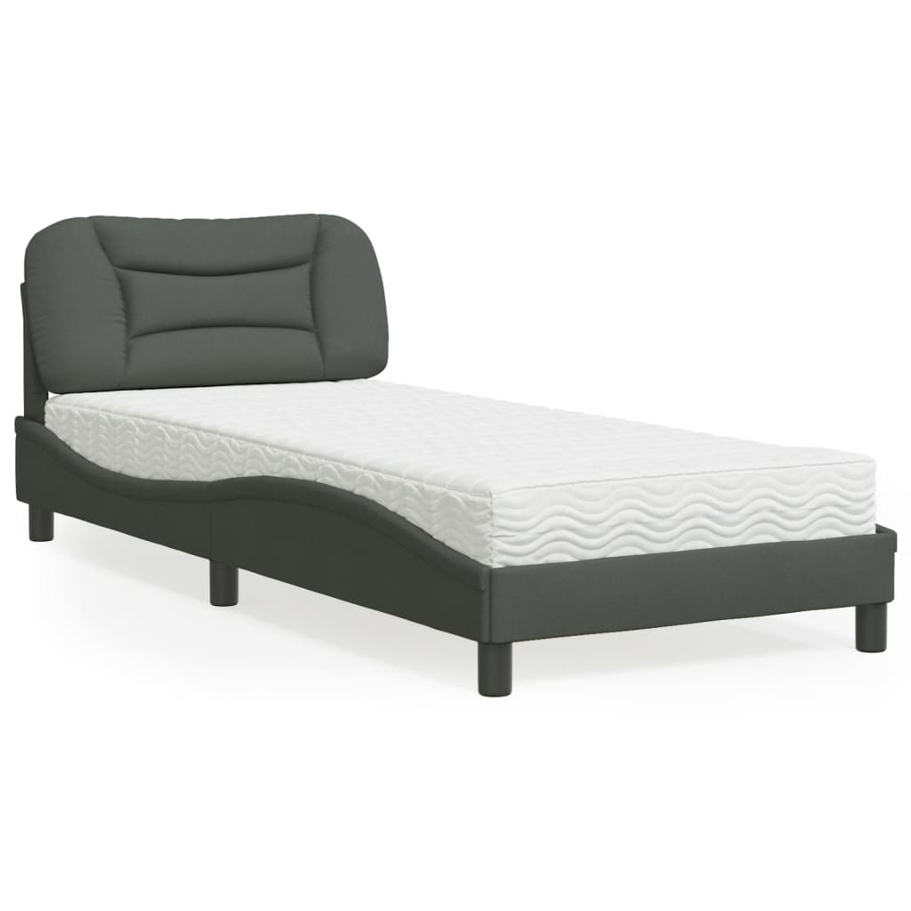 Bed with Mattress "Hvar" Dark Grey 80x200 cm Fabric