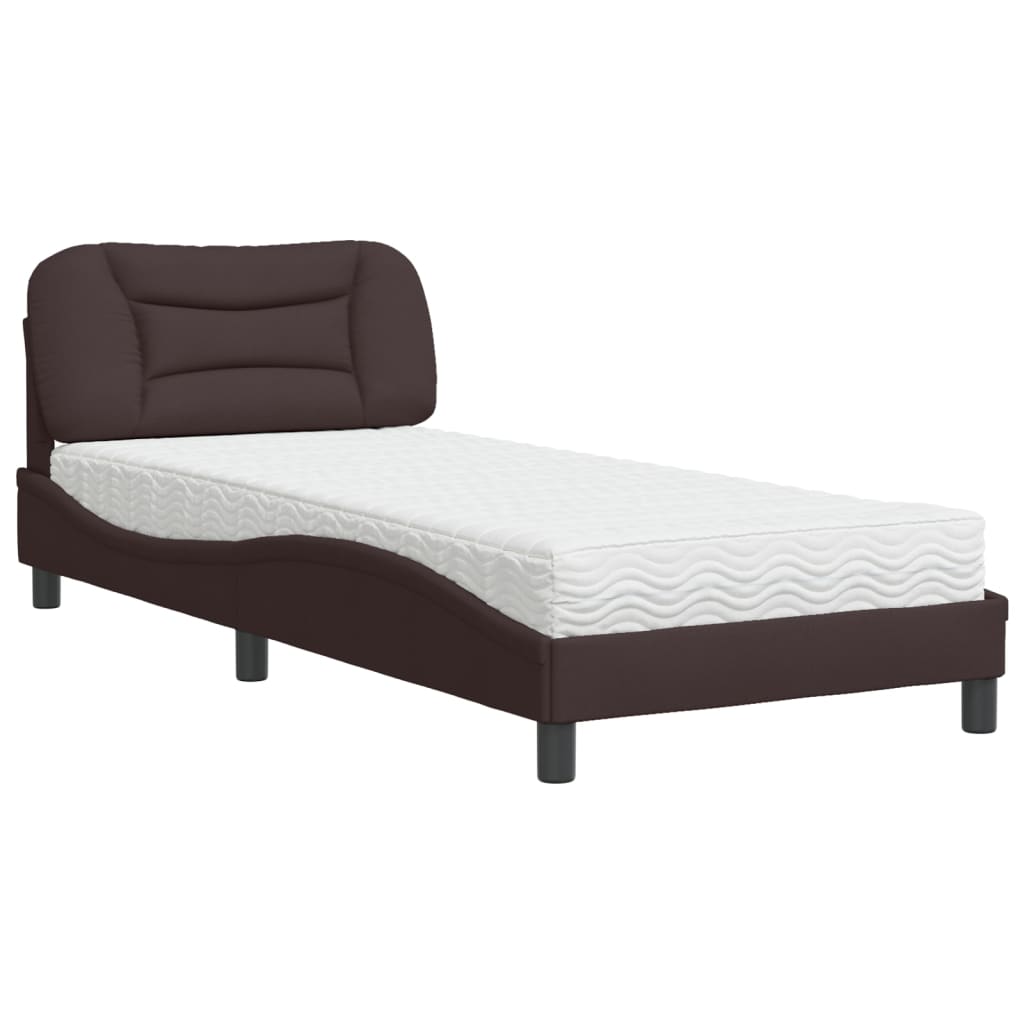 Bed with Mattress "Hvar" Dark Brown 80x200 cm Fabric