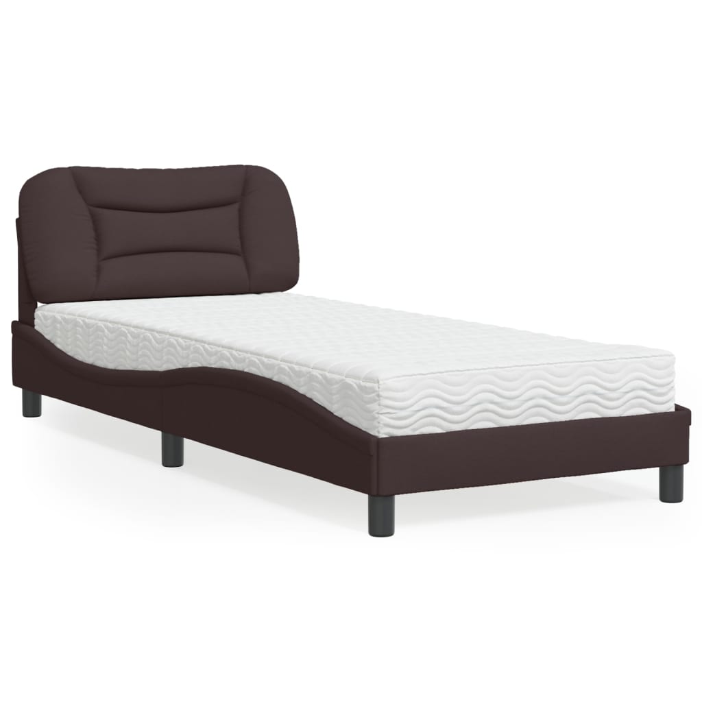 Bed with Mattress "Hvar" Dark Brown 80x200 cm Fabric