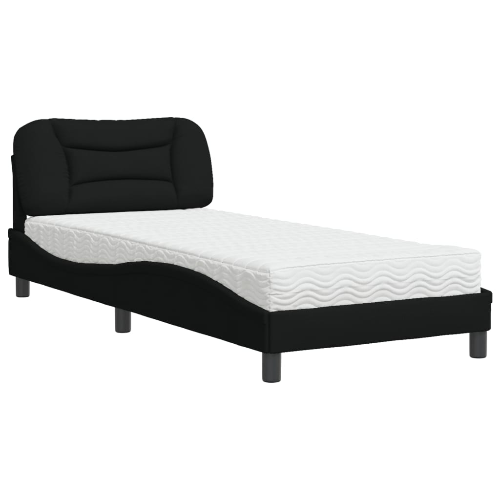 Bed with Mattress "Hvar" Black 90x190 cm Fabric