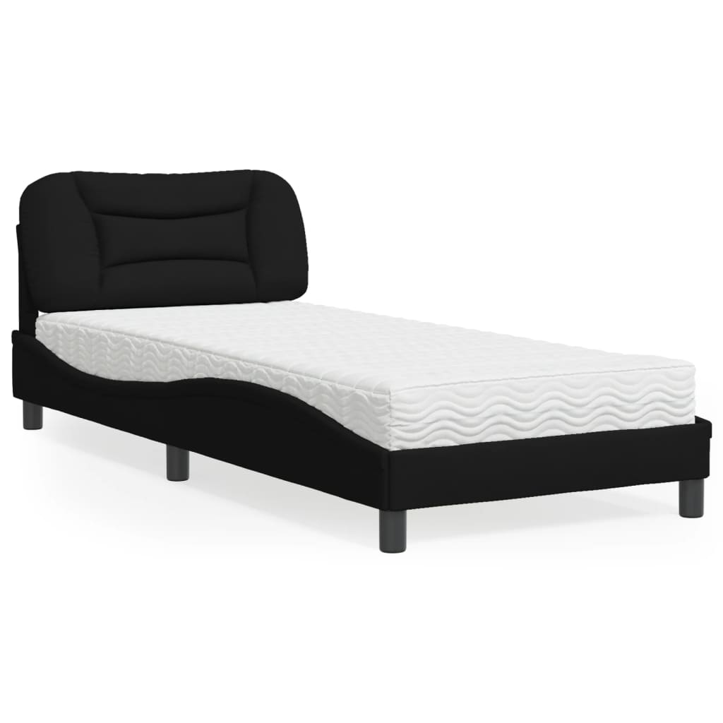 Bed with Mattress "Hvar" Black 90x190 cm Fabric