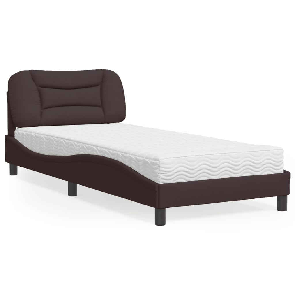 Bed with Mattress "Hvar" Dark Brown 90x190 cm Fabric