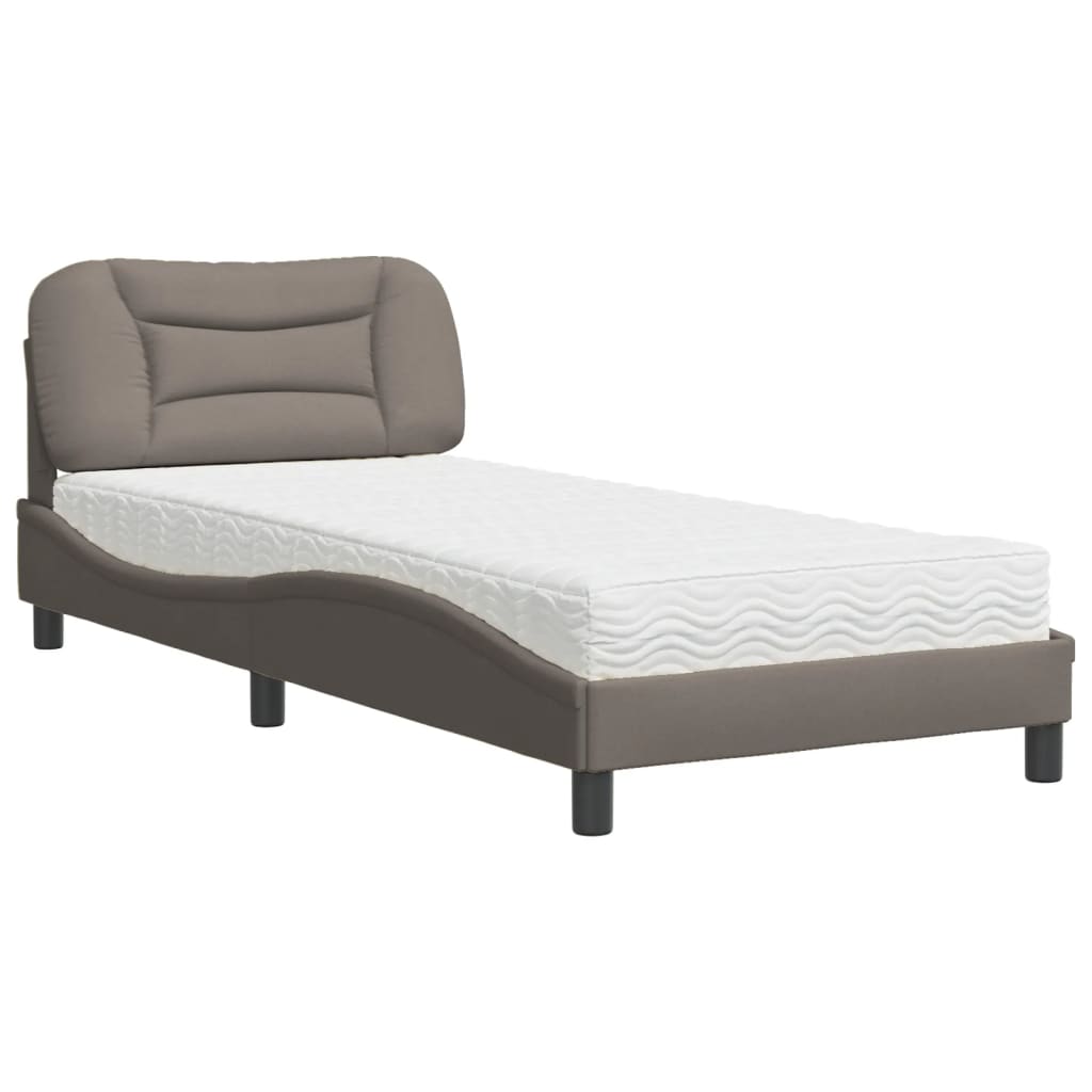 Bed with Mattress "Hvar" Taupe 90x190 cm Fabric