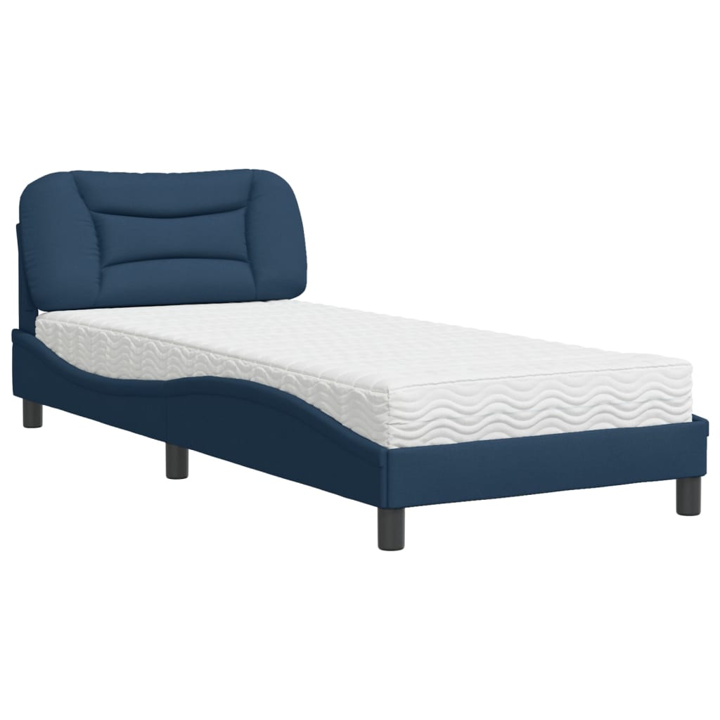 Bed with Mattress "Hvar" Blue 90x190 cm Fabric